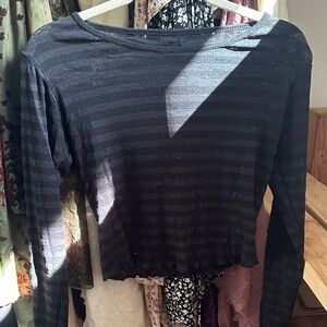 Disturbia Charcoal Striped Crop Top